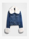 GAP SANDY LIANG VEGAN FUR CROP DENIM JACKET - Τζιν μπουφάν - starry eyed blue