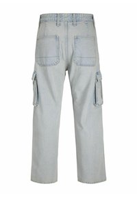 Svijetloplave denimske cargo hlače opuštenog kroja, s dva bočna džepa, stražnjim džepovima i glatkom teksturom.