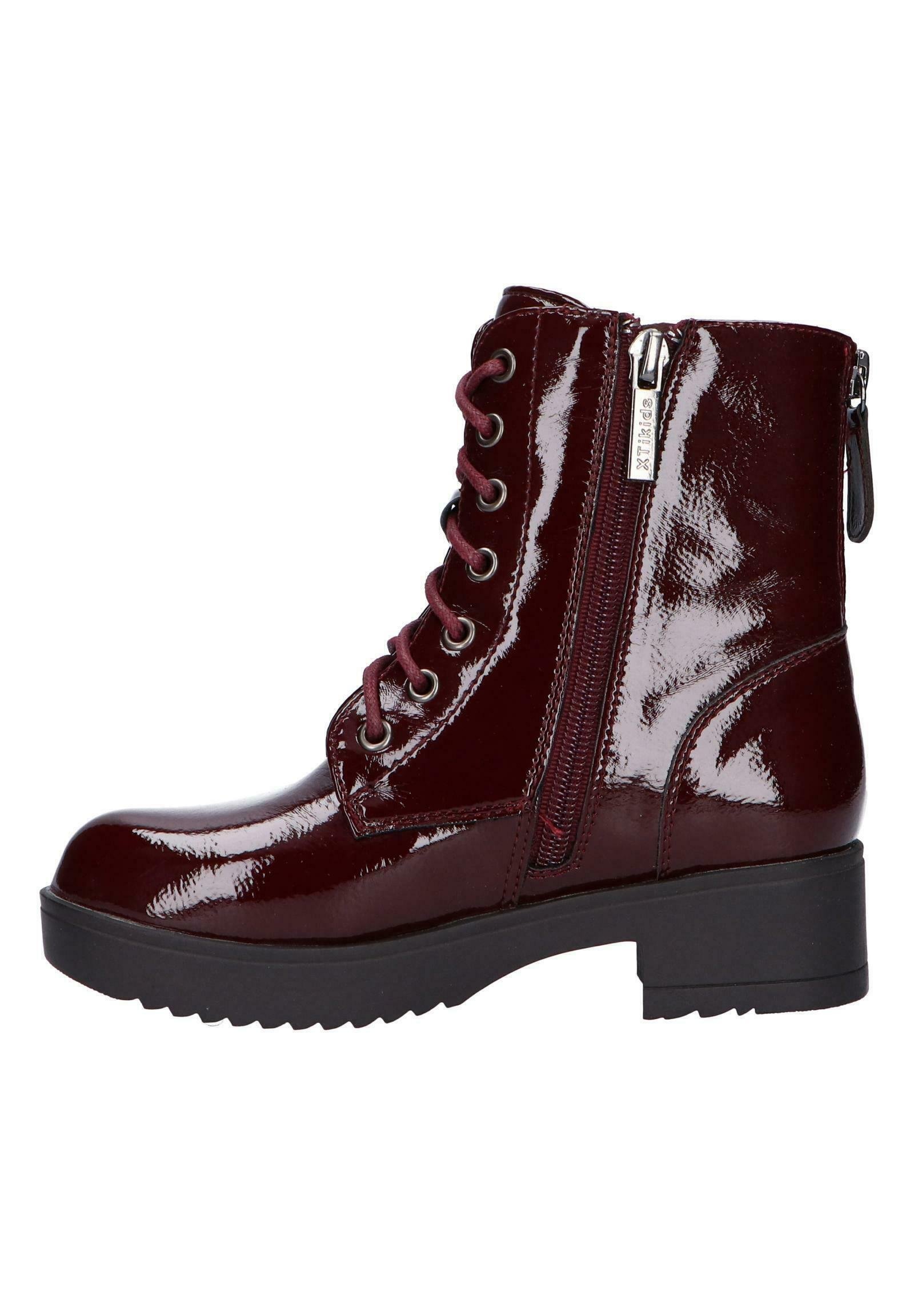 XTI Botines con cordones - charol burdeos/burdeos - Zalando.es
