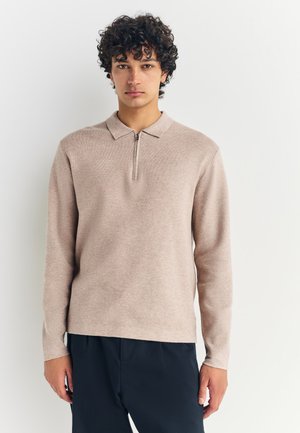 Next REGULAR FIT PREMIUM QUARTER ZIP LONG SLEEVE  - Bluză cu mânecă lungă - oatmeal