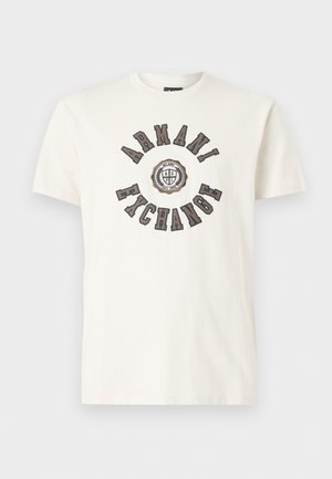 Armani Exchange, REGULAR - Тениска с щампа - vintage off-white