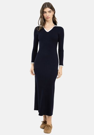 El Ganso, VESTIDO LARGO PUNTO CANALÉ CONTRASTE - Vestido de punto - marino