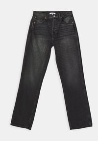 Jeans in denim nero con un taglio a gamba dritta, cinque tasche, finiture in ottone e un leggero sbiadimento. Dettagli cuciti lungo le cuciture.