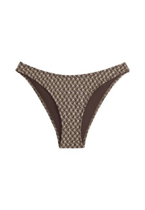 OYSHO, FLORAL JACQUARD U-CUT MEDIUM-COVERAGE BIKINI BRIEFS - Bas de bikini - dark brown