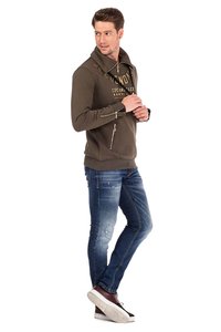 Cipo & Baxx MIT HOHEM REISSVERSCHLUSSKRAGEN - Hoodie - khaki