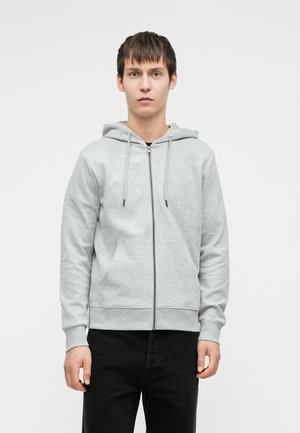 Jack & Jones JJEBASIC HOOD - Majica s kapuljačom i patentnim zatvaračem - light grey melange