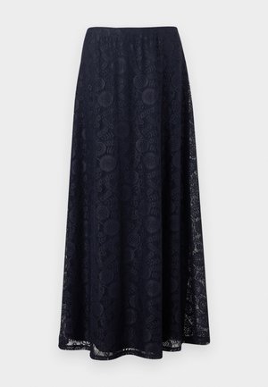 Φούστα A-line σε ναυτικό μπλε με δαντέλα με λουλούδια και μήκος μέχρι τη μέση, διακοσμημένη με περίπλοκο κυκλικό και γεωμετρικό μοτίβο.