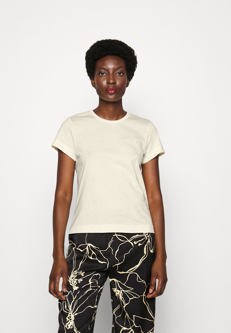 GANT TONAL SHIELD - Jednoduché tričko - beige