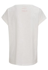 Wit T-shirt met korte mouwen van lichtgewicht stof. Heeft een ronde hals en een relaxte pasvorm. De achterkant bevat subtiele geprinte details.