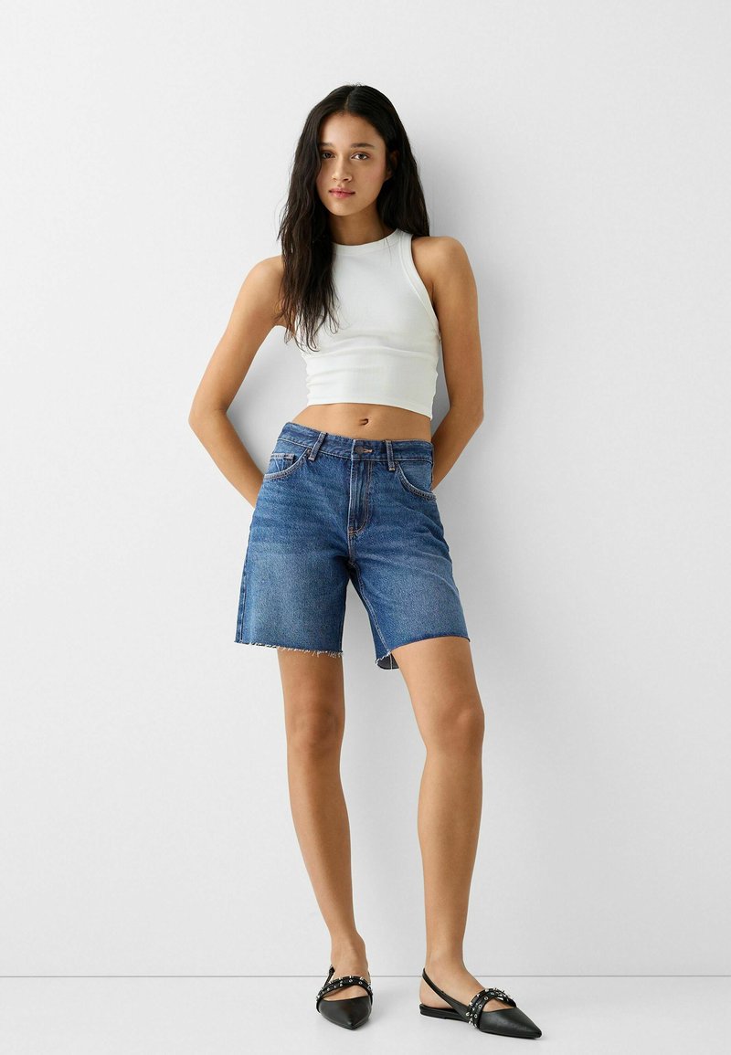 Bershka Jeansshort donkerblauw