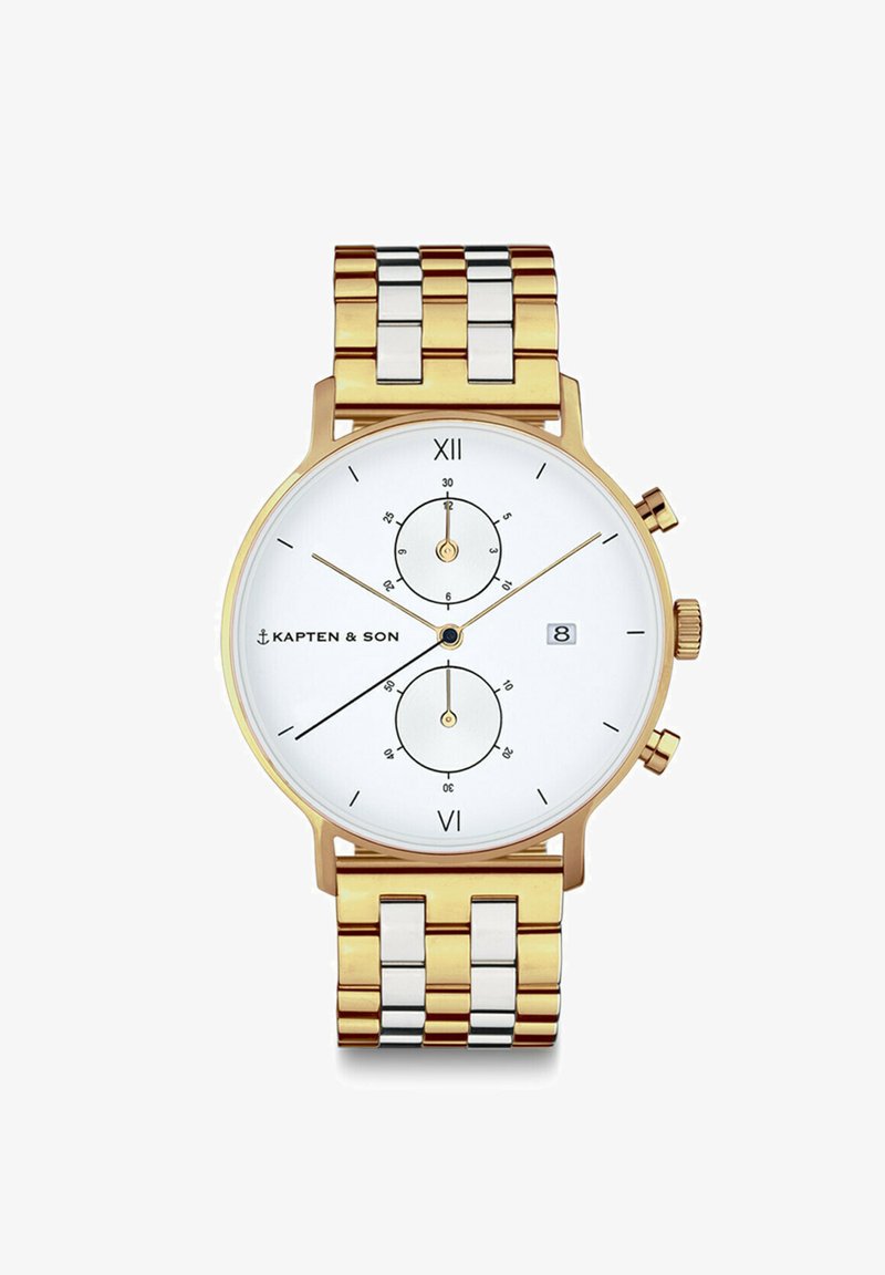 Kapten & Son CHRONO SMALL - Montre - silver coloured and gold coloured white
