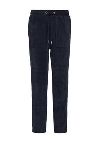 Navigatieblauwe sweatpants van zacht textiel, met een elastische tailleband met koord en twee vo pockets.