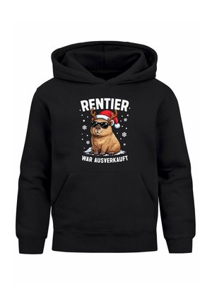 WEIHNACHTS CAPYBARA LUSTIG SPRUCH RENTIER - Hoodie - capybara schwarz