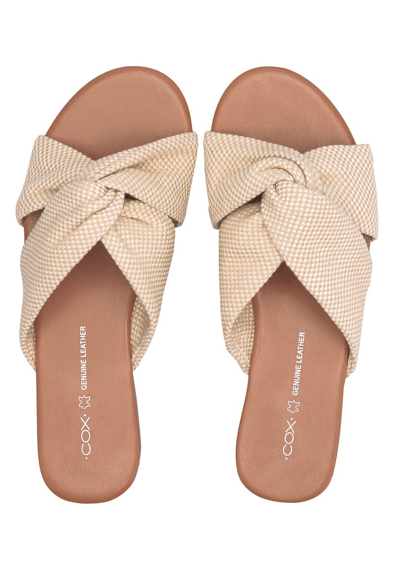 Damen Flache Pantoletten | COX Pantolette flach weiß/offwhite - NK79627 Damen Flache Pantoletten | COX Pantolette flach weiß/offwhite - NK79627