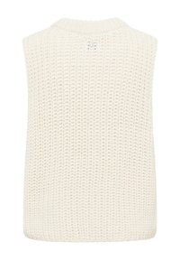 Pletený bezrukávový top v off-white s texturovaným vzorem, s kulatým výstřihem a volným střihem, s jednoduchým zakončením na lemu.