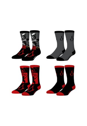 4 PACK - Chaussettes - gris noir rouge