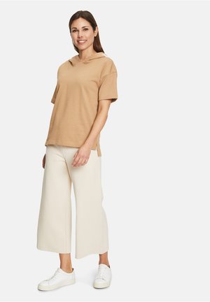 T-shirt med print - brown white