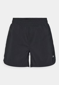 Čierne atletické šortky vyrobené z ľahkého, elastického materiálu. Majú elastický pás a postranné švy, s malým logom na leme.
