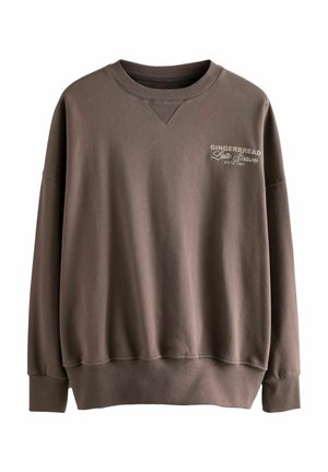 CHRISTMAS GINGER BREAD LATTE GRAPHIC CREW NECK - Bluză de molton - chocolate brown