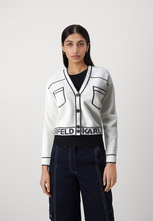 SHORT LOGO CARDIGAN - Strickjacke - white