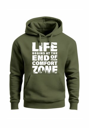 AUFDRUCK LIFE BEGINS MOTIVATIONS END OF YOUR - Hoodie - oliv