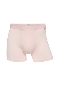 Lys rosa boksershorts lavet af blødt stof med en bred elastisk talje. Har en formet bag og en glat, stram pasform.