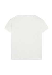 Witte katoenen t-shirt met een losse pasvorm, korte mouwen en een ronde halslijn. Grote textuur en eenvoudig ontwerp, geen zichtbare patronen of accenten.