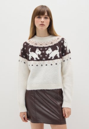 Jersey de punto - white/brown