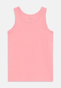 Light pink tank top made of soft cotton, featuring a round neckline and no sleeves, with a simple, smooth texture.