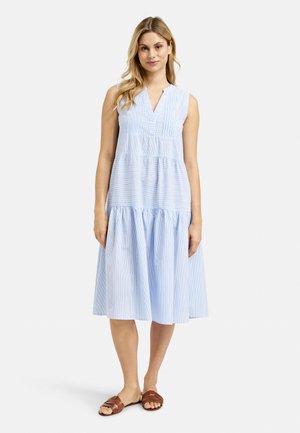 MILANO ITALY ÄRMELLOSES VOLANT MIT STREIFENMUSTER UND BIESEN - Freizeitkleid - azure