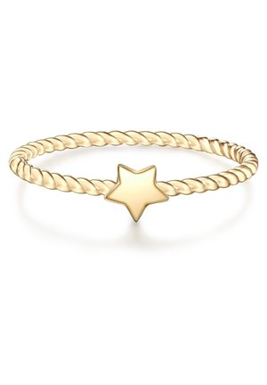 Gold twisted band ring with a smooth five-point star shape centerpiece, shown on a white background.