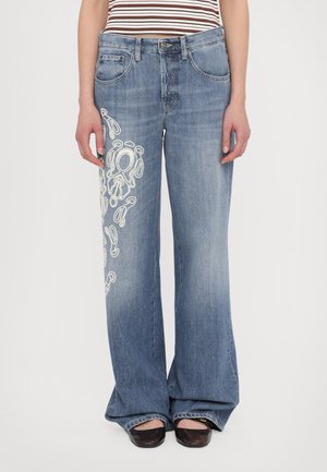 PANTALONE JACKLYN RICAMO - Pernera ancha - blue