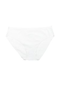 Culotte femme en coton blanc uni avec un design simple et sans coutures, présentée sur un fond blanc.