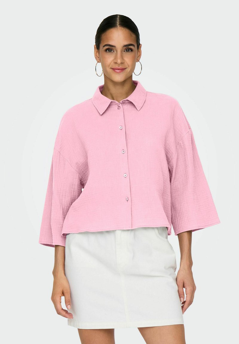JDY JDYTHEIS LIFE 3/4 CROP - Button-down blouse - rosa