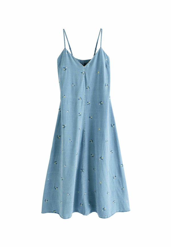 PETITE FIT - FLORAL EMBROIDERED - Jeanskleid