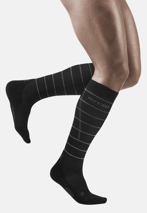 REFLECTIVE COMPRESSION TALL SOCKS MEN - MADE IN GERMANY - Knee high socks - black
