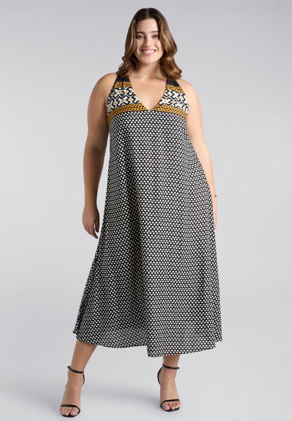 LUNGO DALLA STAMPA TRIBALE - Freizeitkleid - nero