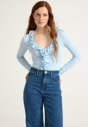 WITH FLOUNCES - Maglietta a manica lunga - light blue
