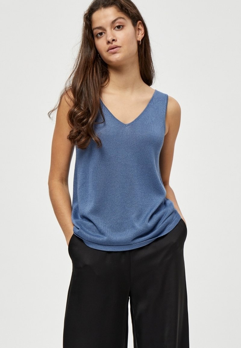 Minus MICARLI KNIT TOP - Top - denim blue lurex