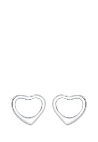 Sød hjertformede øreringe i sølv med åbne centre, der har en glat, poleret finish og et minimalistisk design. Letvægts og delikate.