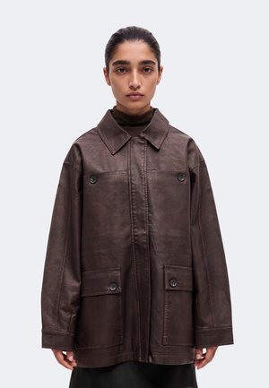 Topshop, TSTANJA COATED CINCHED JACKET - Късо палто - bronze brown