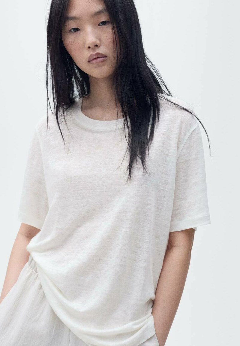 Mango LENU - Tricou basic - off-white