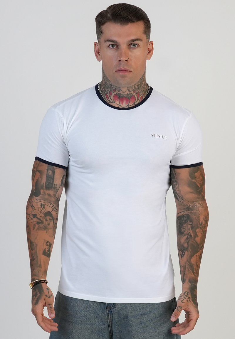 Ringer Basic SIKSILK RINGER - Basic póló - white,navy/sötétkék - Zalando.hu