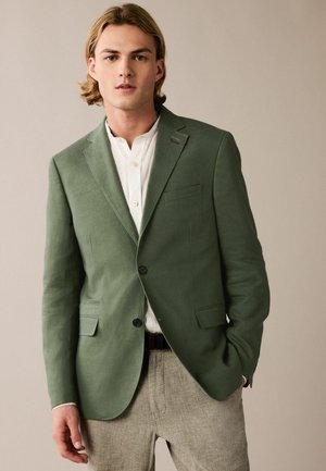 SLIM FIT LINEN BLEND TWO BUTTON - Sako - sage green