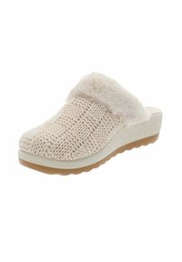 Zapatillas de punto tejido en beige claro con un suave upper de piel sintética y una media suela texturizada. Presenta una suela duradera, similar al caucho, para mayor agarre.