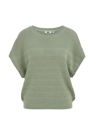 WE Fashion, WE FASHION DAMES TRUI MET STRUCTUUR - Majica kratkih rukava s printom - light green