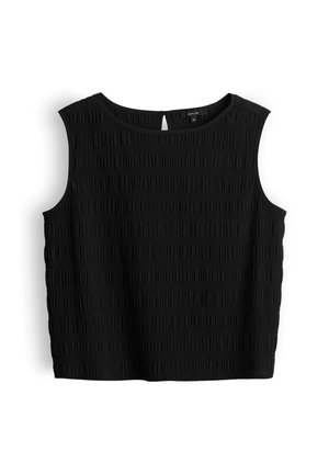 OPUS, RELAXED FIT SMOCKED LOOK - Blouse - black