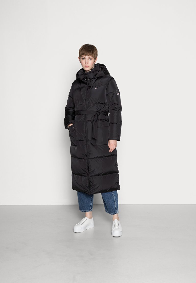 Tommy Jeans LONGLINE BELTED COAT Klassisk kappa / rock black/svart