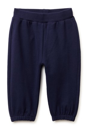 Marineblauwe peuter sweatpants met elastische tailleband en boorden, gemaakt van zachte stof, geschikt voor dagelijks gebruik.