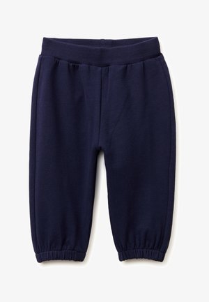 Marineblauwe peuter sweatpants met elastische tailleband en boorden, gemaakt van zachte stof, geschikt voor dagelijks gebruik.